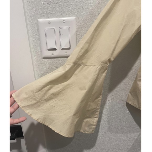 ZARA Tan 3/4 Bell Sleeve Blouse - Picture 3 of 5